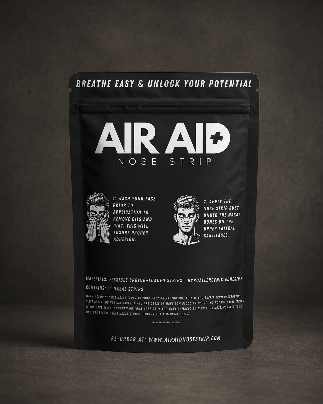 AIR AID NOSE STRIP - BLACK [1 month supply/31 pcs]
