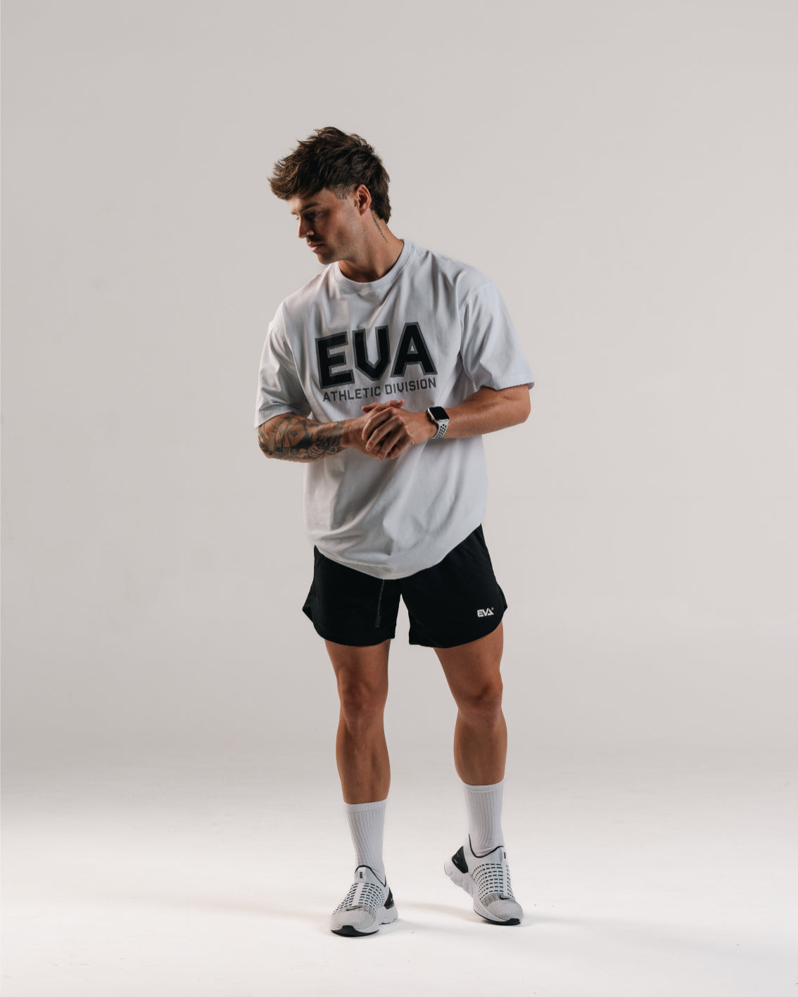 EVA8591 COLLEGE LONGLINE+ OVERSIZE TEE [WHITE]