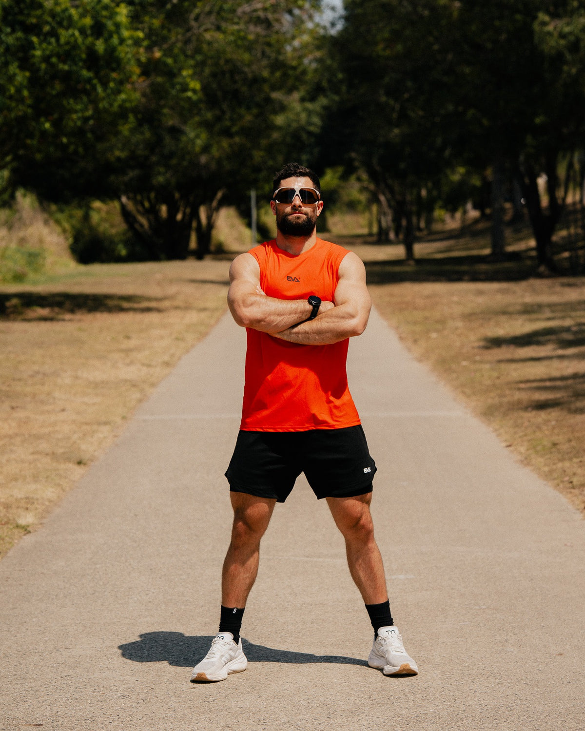 EVA6955 Airflex Tank [Fire Orange] - arms crossed