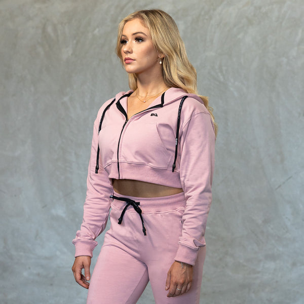 EVA7365 On-Duty Crop Hoodie [Dusty Pink]