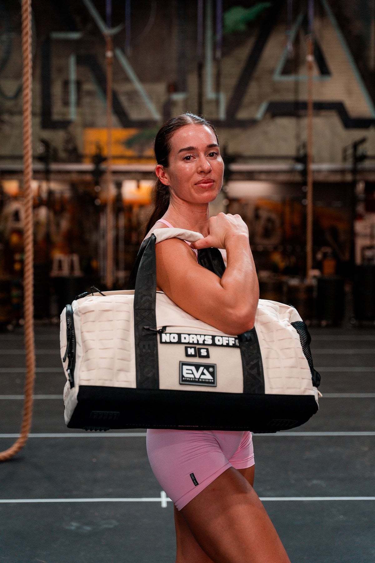 Marnie with the Elite Duffel on her shoulder