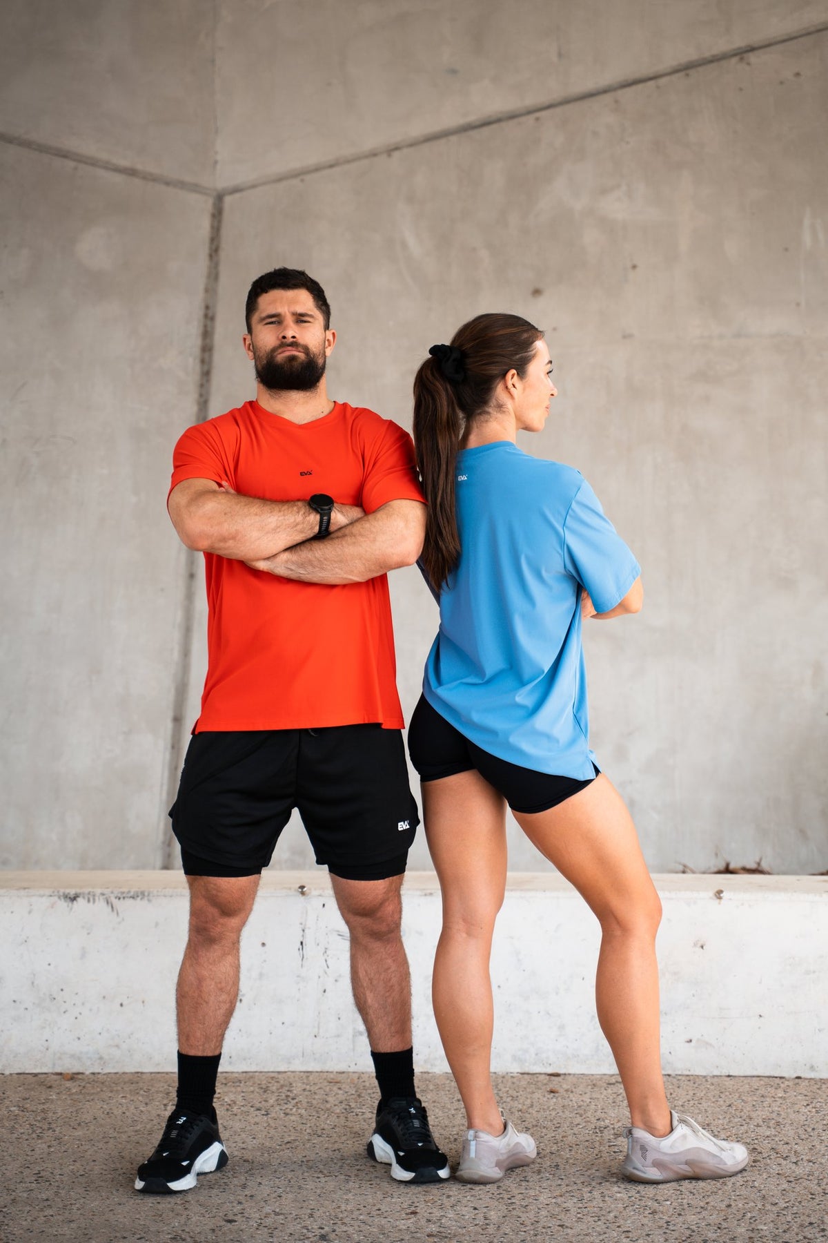 EVA Legacy Oversize Tee in Crimson Red and Core Blue