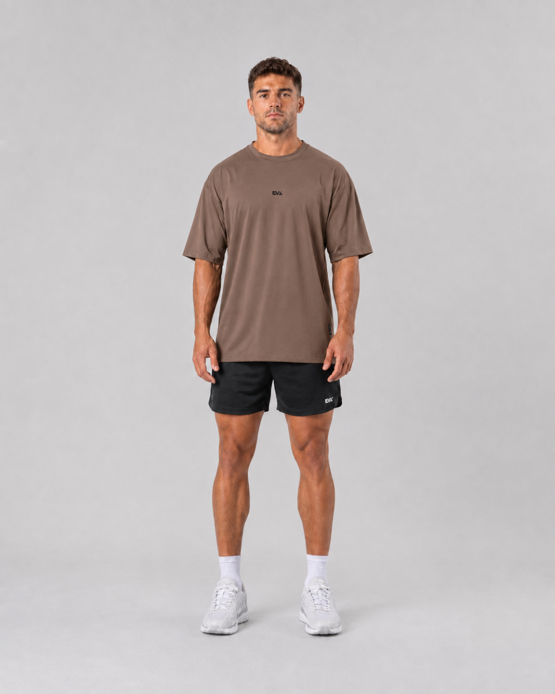 Legacy Oversize Tee in Clay Brown - front view on male model