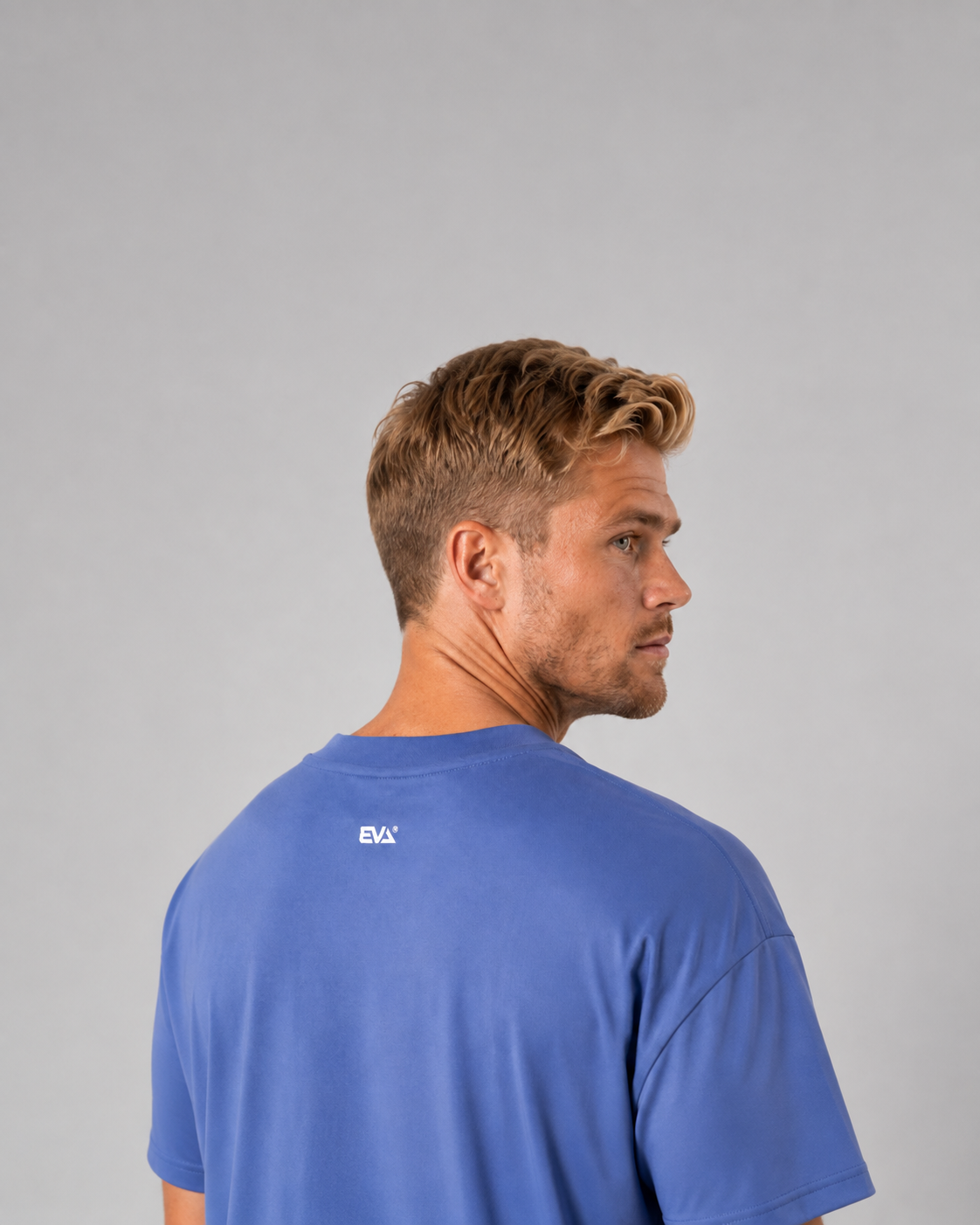 Legacy Oversize Tee in Core Blue - shoulder and back detail