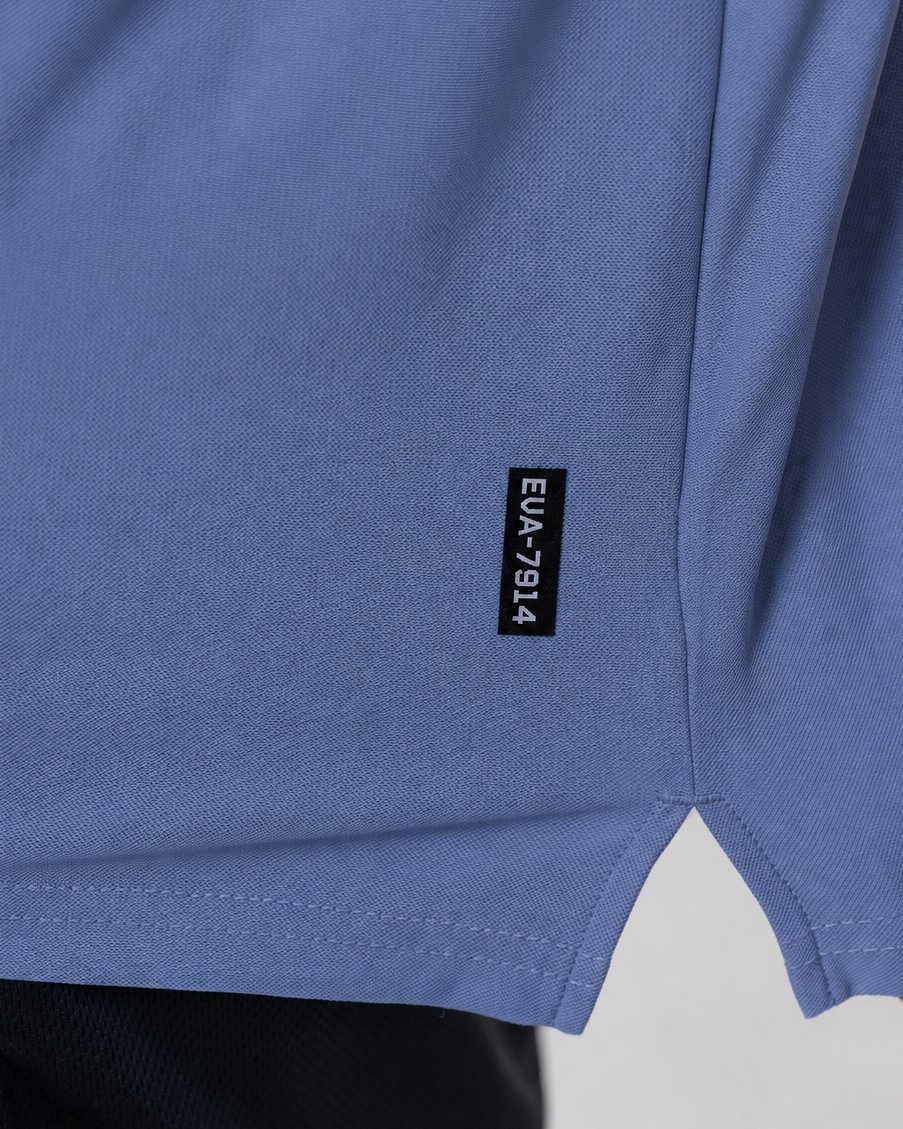 Legacy Oversize Tee in Core Blue - fabric and EVA-7914 hem tab detail