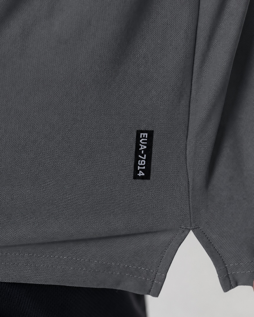 Legacy Oversize Tee in Iron Grey - fabric and EVA-7914 hem tab detail